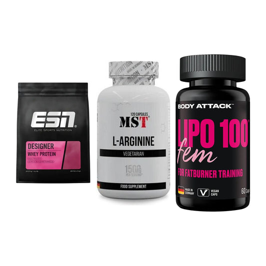 Definitionsphase-Set: ESN Designer + MST L-Arginine + Body Attack – alle enthaltenen Artikel