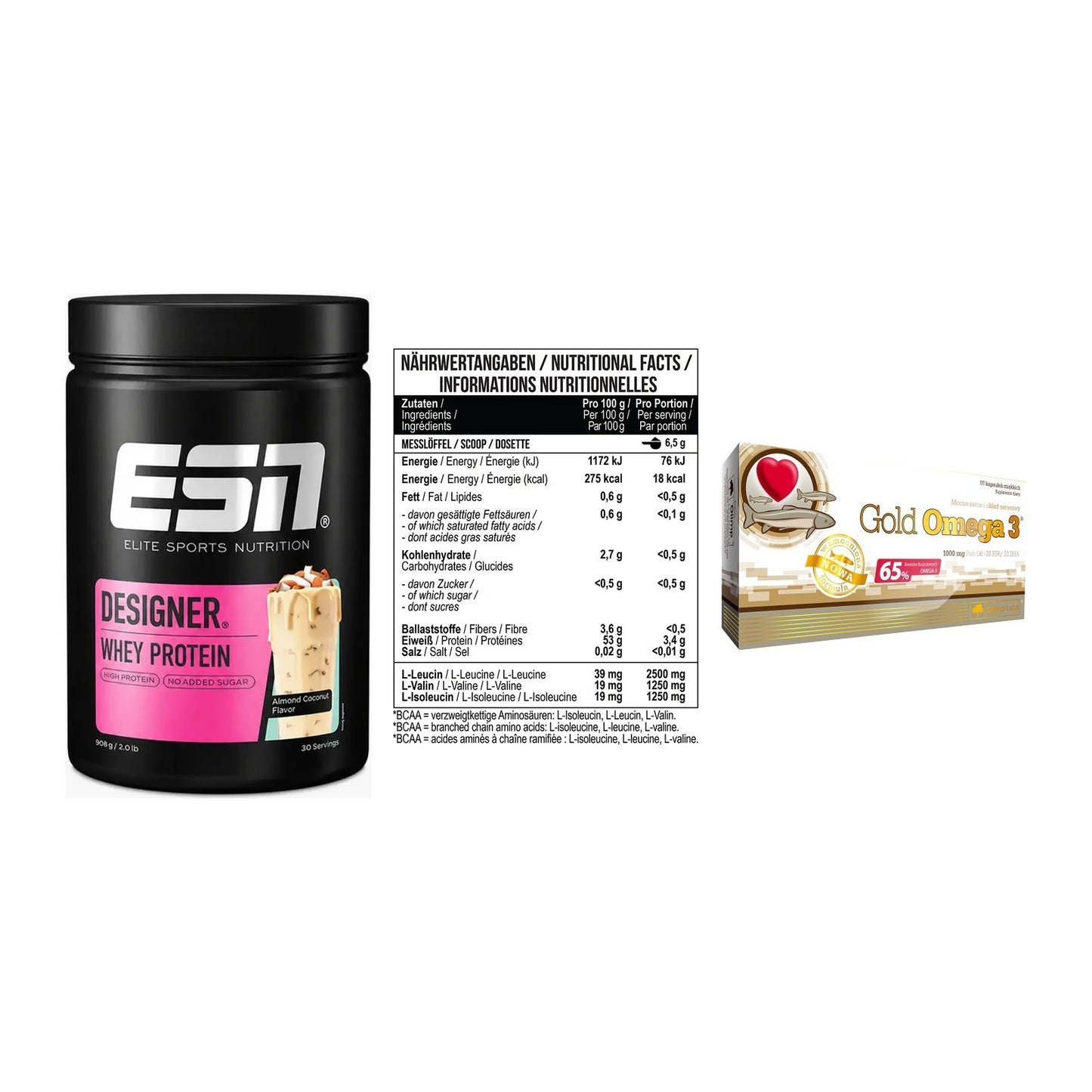 Definitionsphase-Set: ESN Designer + MST BCAA Zero + Olimp Omega 3 – alle enthaltenen Artikel