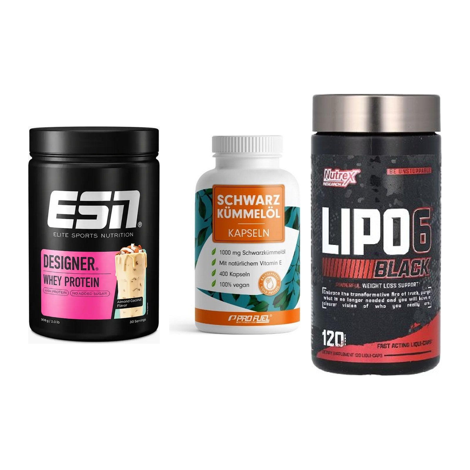 Definitionsphase-Set: ESN Designer + ProFuel Schwar + Nutrex Lipo 6 – alle enthaltenen Artikel