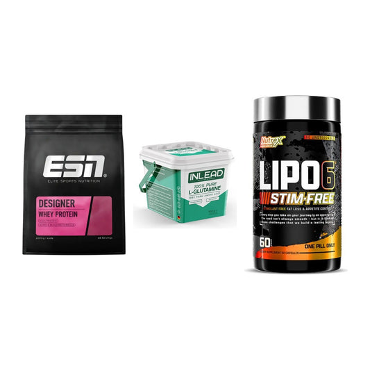 Definitionsphase-Set: ESN Designer + INLEAD L-Gluta + Nutrex Lipo 6 – alle enthaltenen Artikel