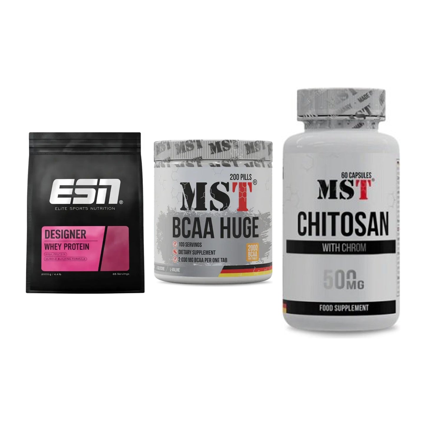 Definitionsphase-Set: ESN Designer + MST BCAA Huge + MST Chitosan – alle enthaltenen Artikel