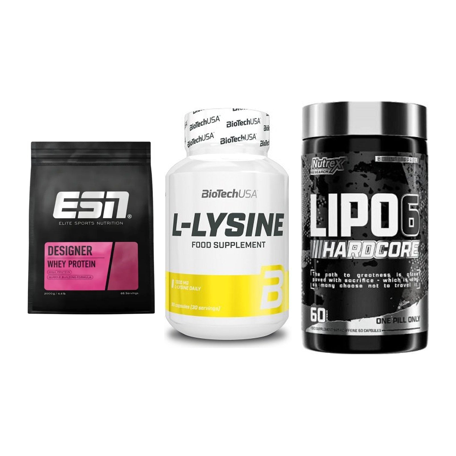 Definitionsphase-Set: ESN Designer + BioTech L-Lysi + Nutrex Lipo 6 – alle enthaltenen Artikel