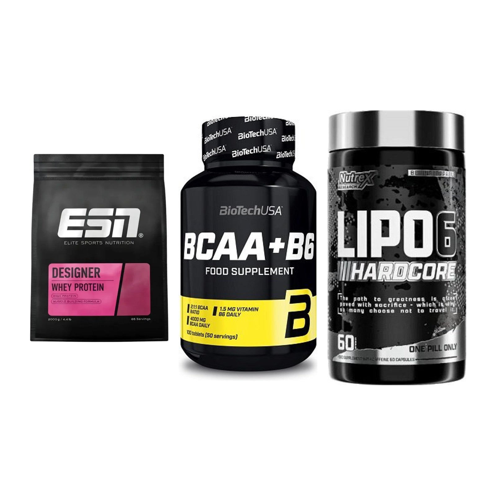 Definitionsphase-Set: ESN Designer + BioTech BCAA+B + Nutrex Lipo 6 – alle enthaltenen Artikel