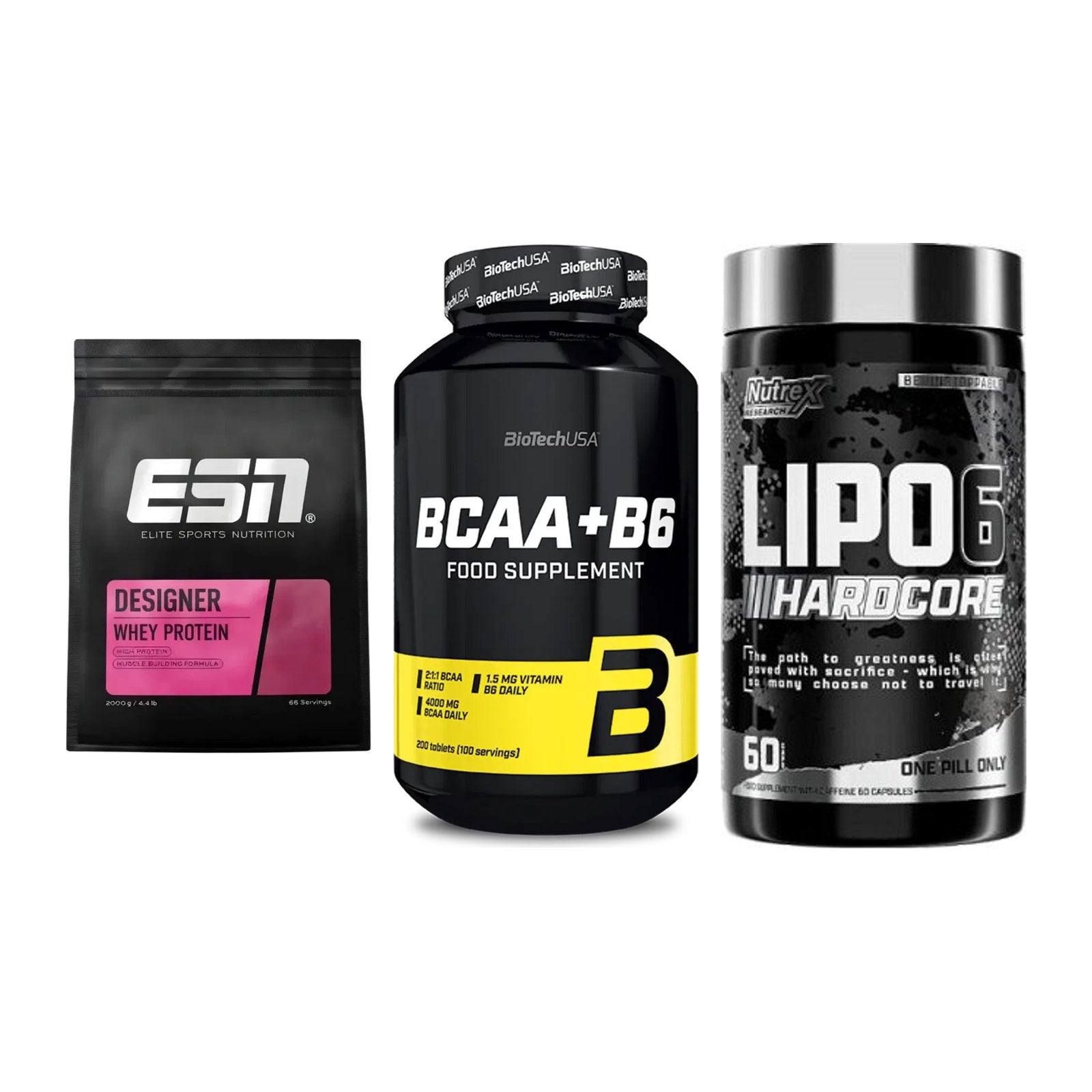 Definitionsphase-Set: ESN Designer + BioTech BCAA+B + Nutrex Lipo 6 – alle enthaltenen Artikel