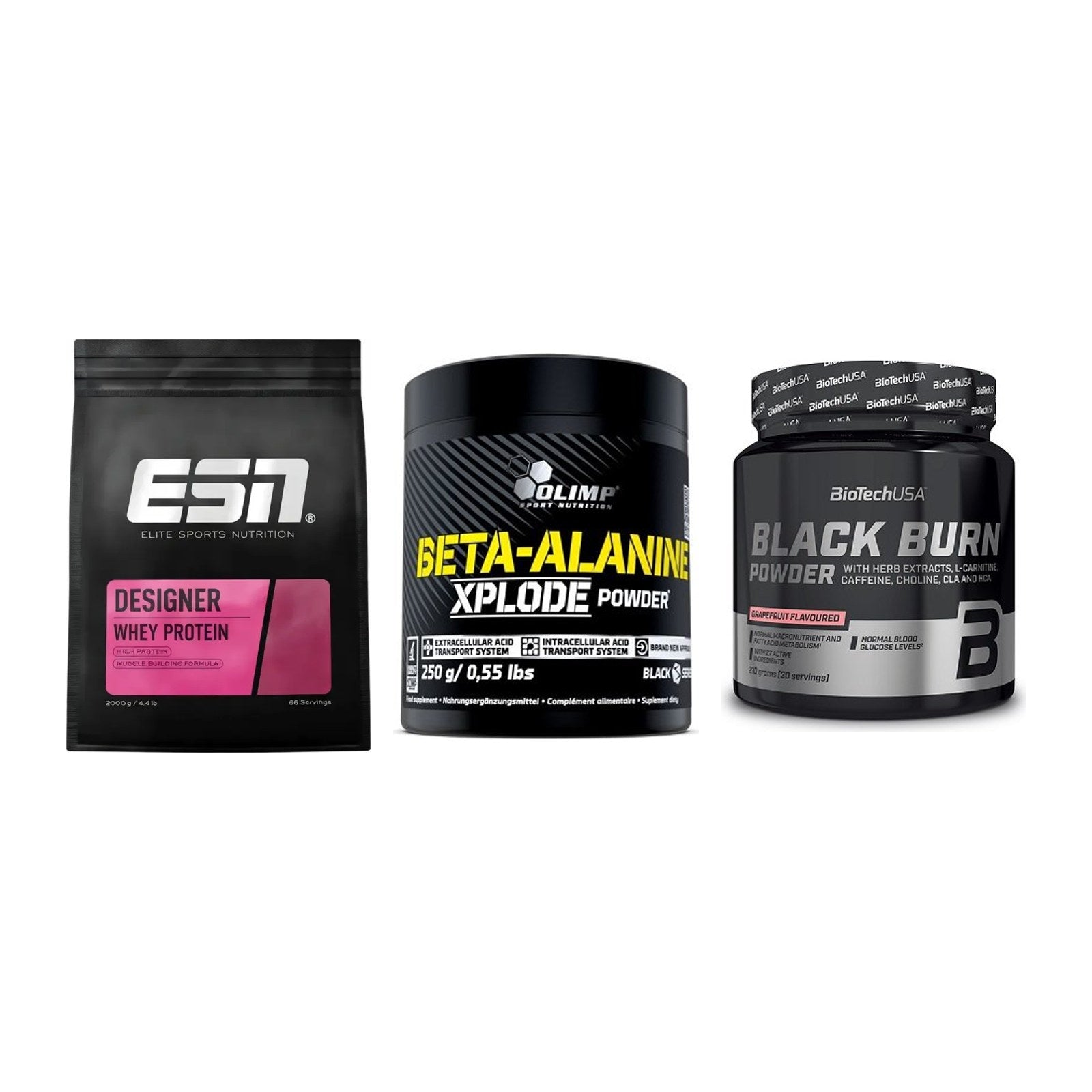 Definitionsphase-Set: ESN Designer + Olimp Beta-Ala + BioTech Black – alle enthaltenen Artikel
