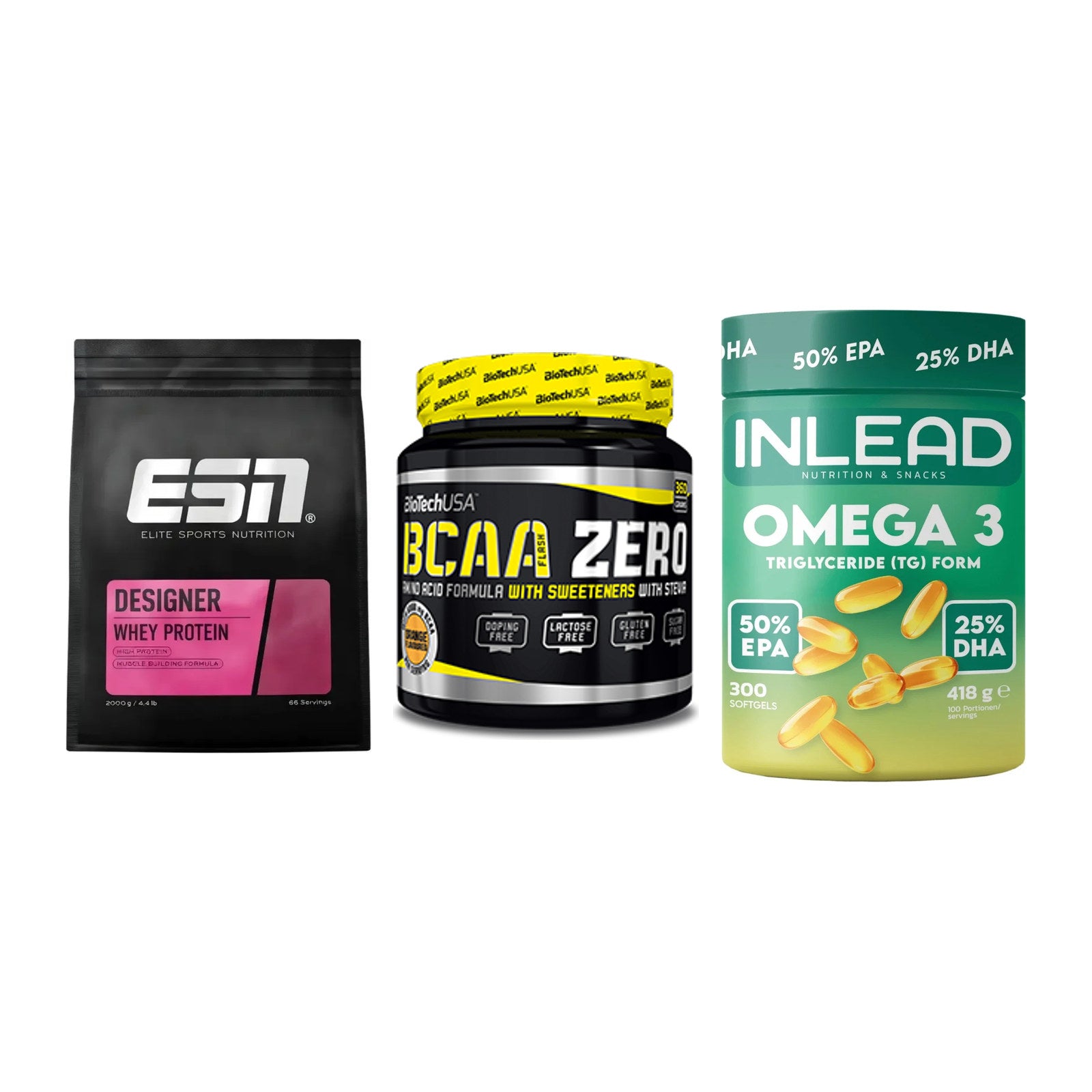 Definitionsphase-Set: ESN Designer + BioTech BCAA + INLEAD Omega-3 – alle enthaltenen Artikel