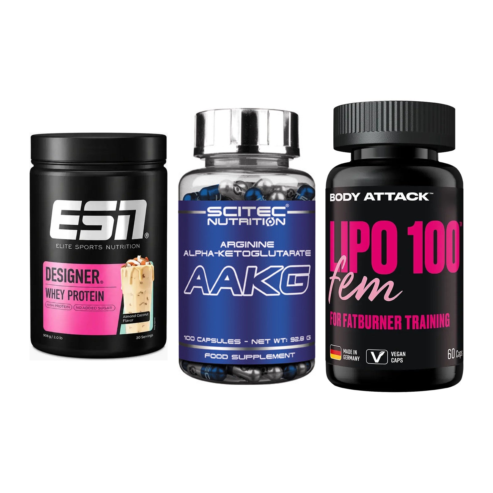 Definitionsphase-Set: ESN Designer + Scitec AAKG + Body Attack – alle enthaltenen Artikel