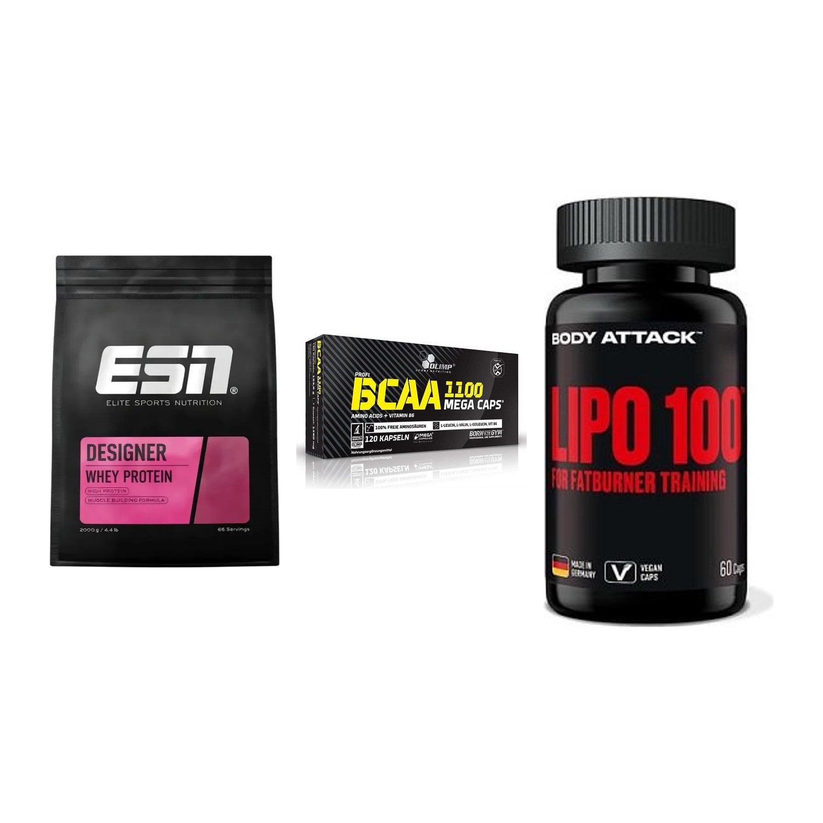 Definitionsphase-Set: ESN Designer + Olimp BCAA + Body Attack – alle enthaltenen Artikel