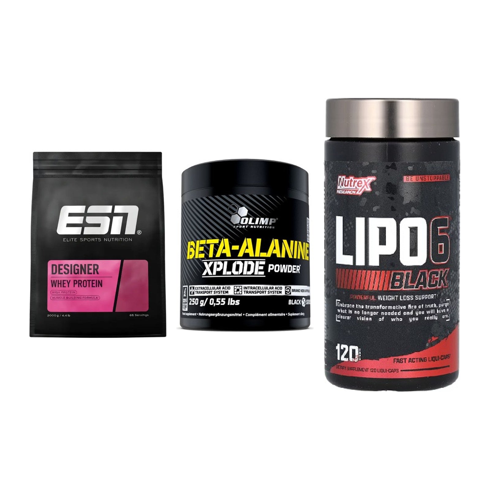Definitionsphase-Set: ESN Designer + Olimp Beta-Ala + Nutrex Lipo 6 – alle enthaltenen Artikel