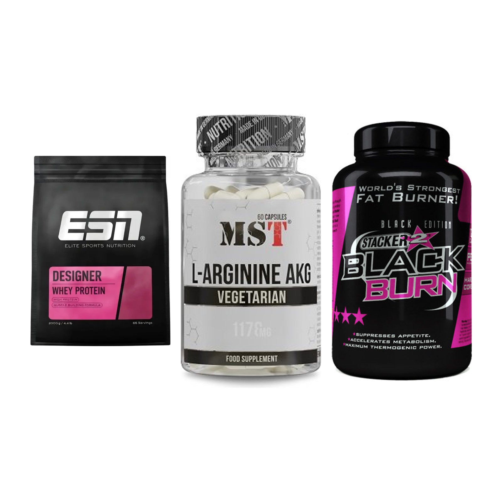 Definitionsphase-Set: ESN Designer + MST Arginin + Stacker2 Black – alle enthaltenen Artikel