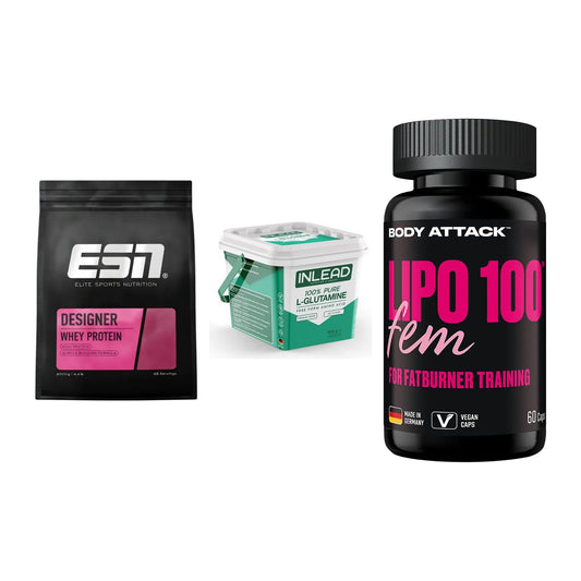 Definitionsphase-Set: ESN Designer + INLEAD L-Gluta + Body Attack – alle enthaltenen Artikel