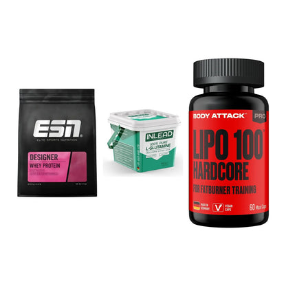 Definitionsphase-Set: ESN Designer + INLEAD L-Gluta + Body Attack – alle enthaltenen Artikel