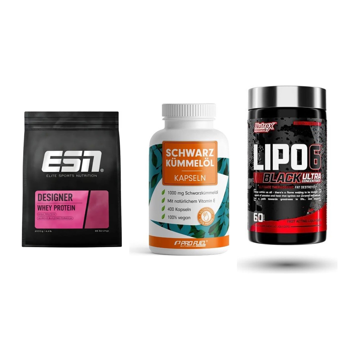 Definitionsphase-Set: ESN Designer + ProFuel Schwar + Nutrex Lipo 6 – alle enthaltenen Artikel