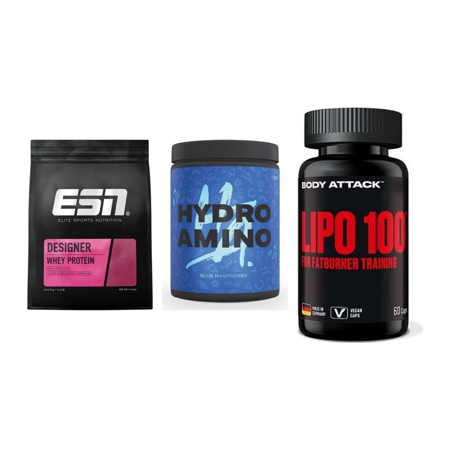 Definitionsphase-Set: ESN Designer + Nanosupps + Body Attack – alle enthaltenen Artikel