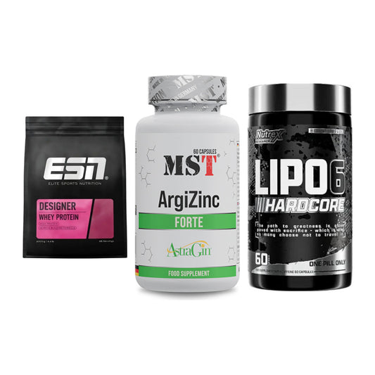 Definitionsphase-Set: ESN Designer + MST ArgiZinc + Nutrex Lipo 6 – alle enthaltenen Artikel