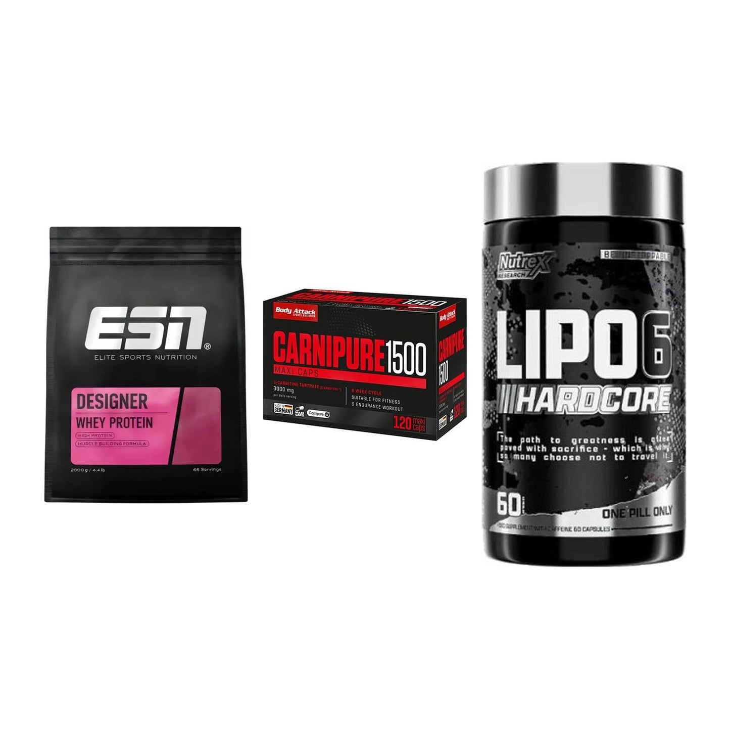 Definitionsphase-Set: ESN Designer + Body Attack + Nutrex Lipo 6 – alle enthaltenen Artikel