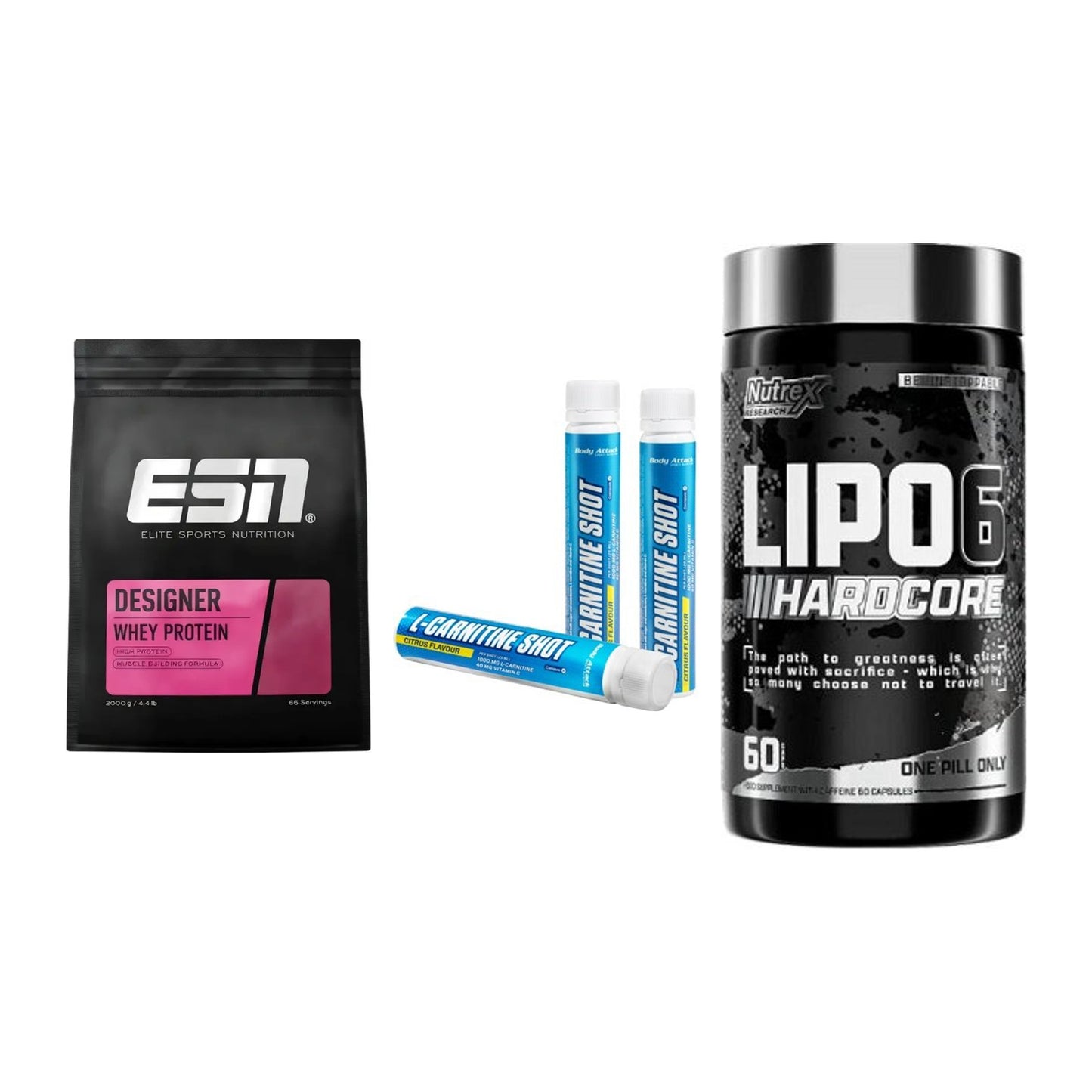Definitionsphase-Set: ESN Designer + Body Attack + Nutrex Lipo 6 – alle enthaltenen Artikel