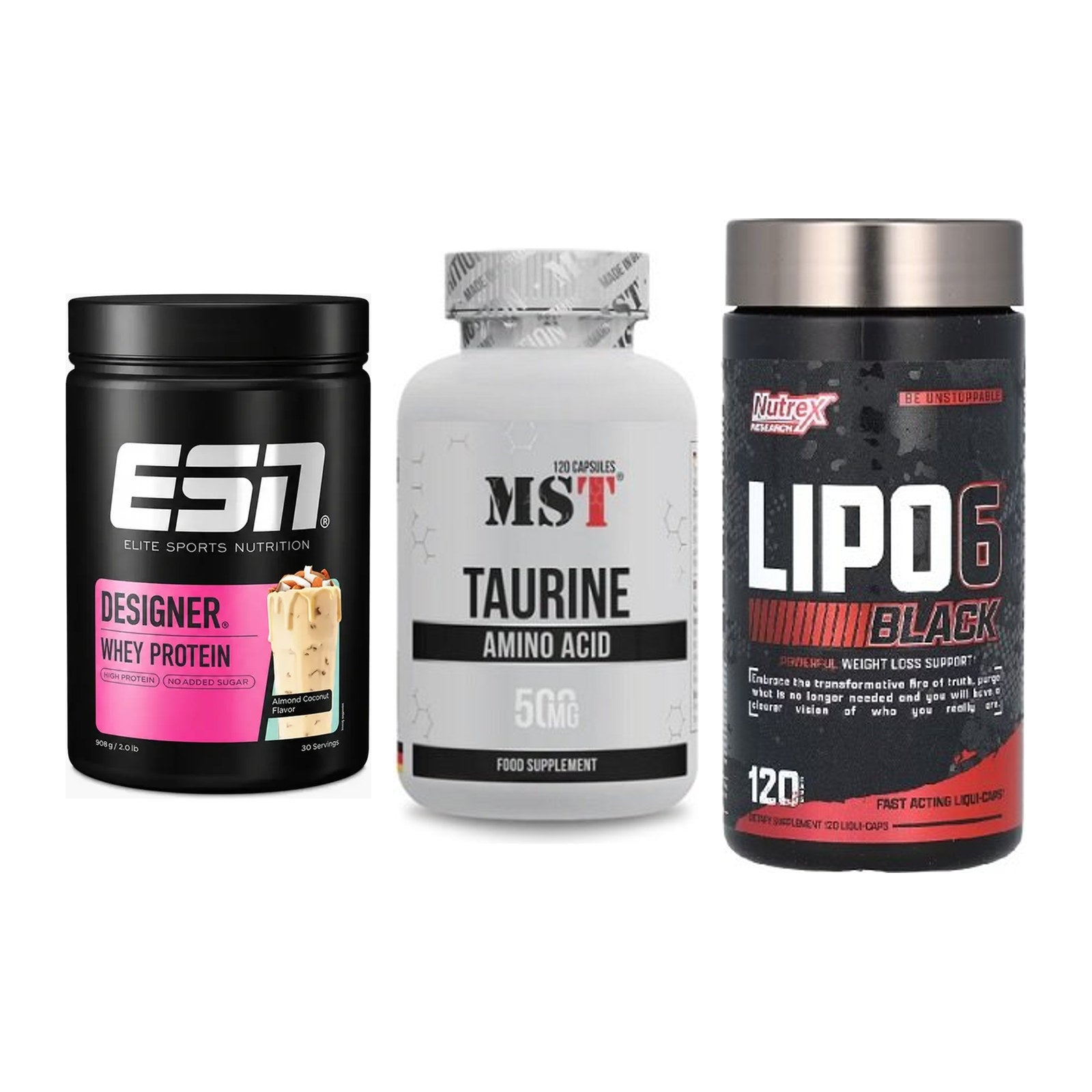 Definitionsphase-Set: ESN Designer + MST Taurine + Nutrex Lipo 6 – alle enthaltenen Artikel