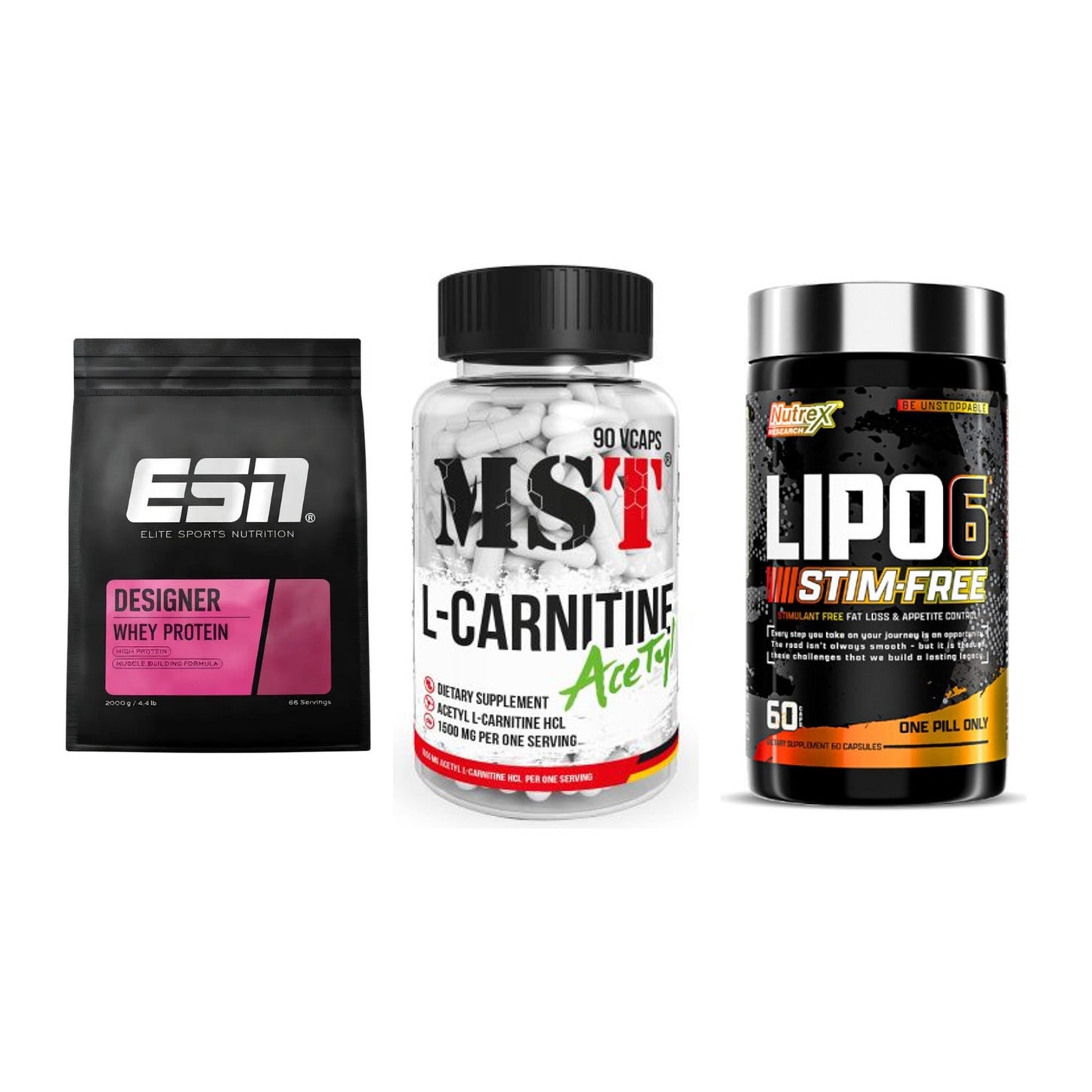 Definitionsphase-Set: ESN Designer + MST L-Carnitin + Nutrex Lipo 6 – alle enthaltenen Artikel