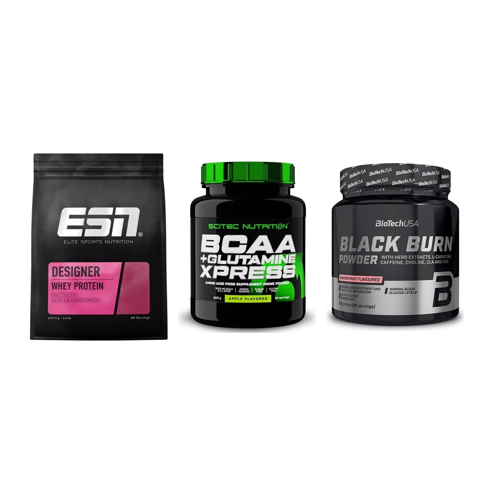 Definitionsphase-Set: ESN Designer + Scitec BCAA + BioTech Black – alle enthaltenen Artikel