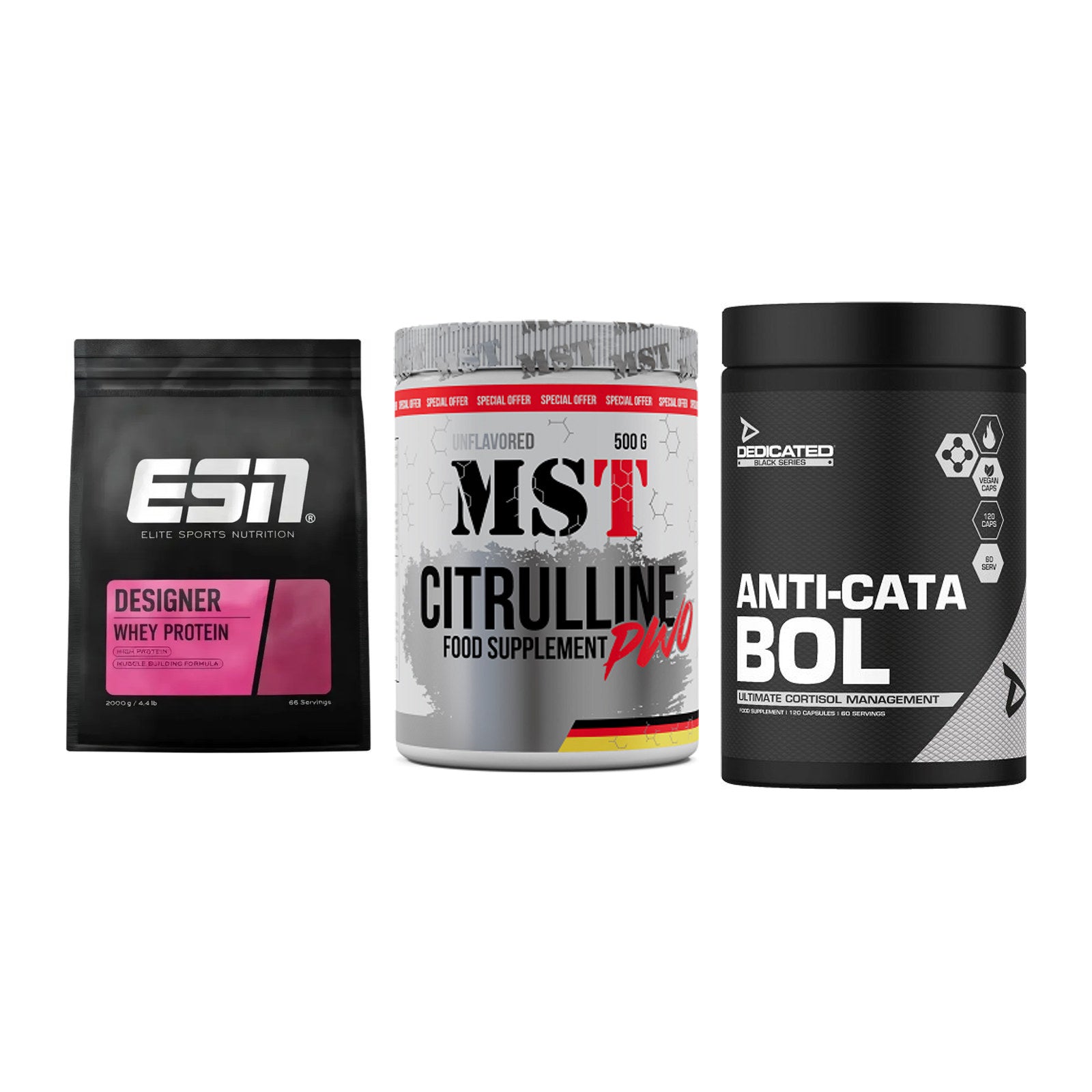 Definitionsphase-Set: ESN Designer + MST Citrulline + Dedicated – alle enthaltenen Artikel