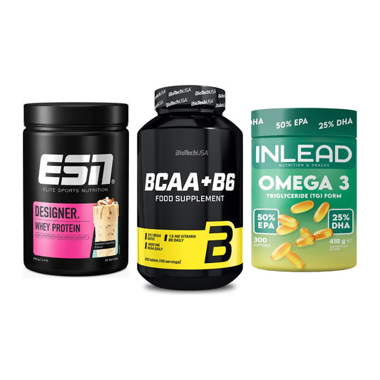 Definitionsphase-Set: ESN Designer + BioTech BCAA+B + INLEAD Omega-3 – alle enthaltenen Artikel