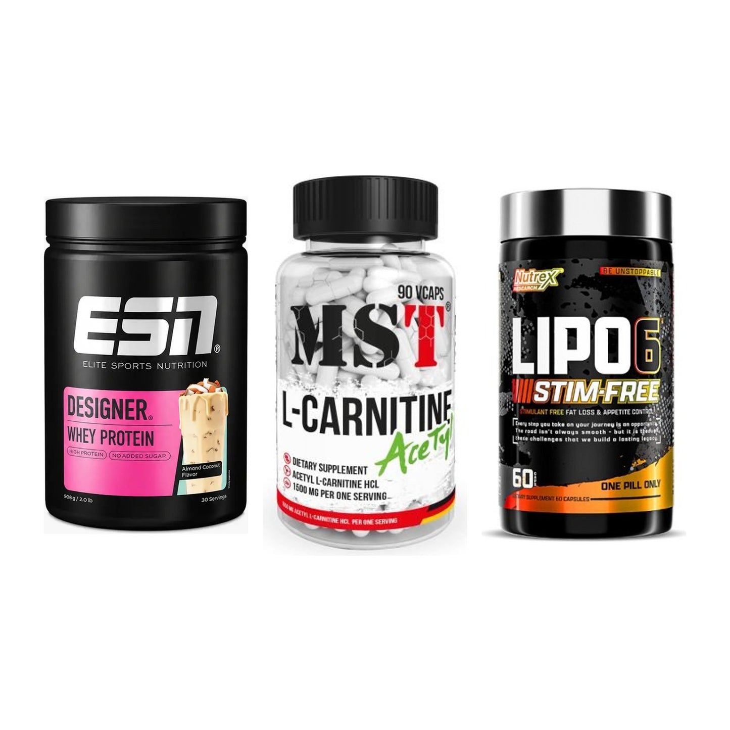 Definitionsphase-Set: ESN Designer + MST L-Carnitin + Nutrex Lipo 6 – alle enthaltenen Artikel