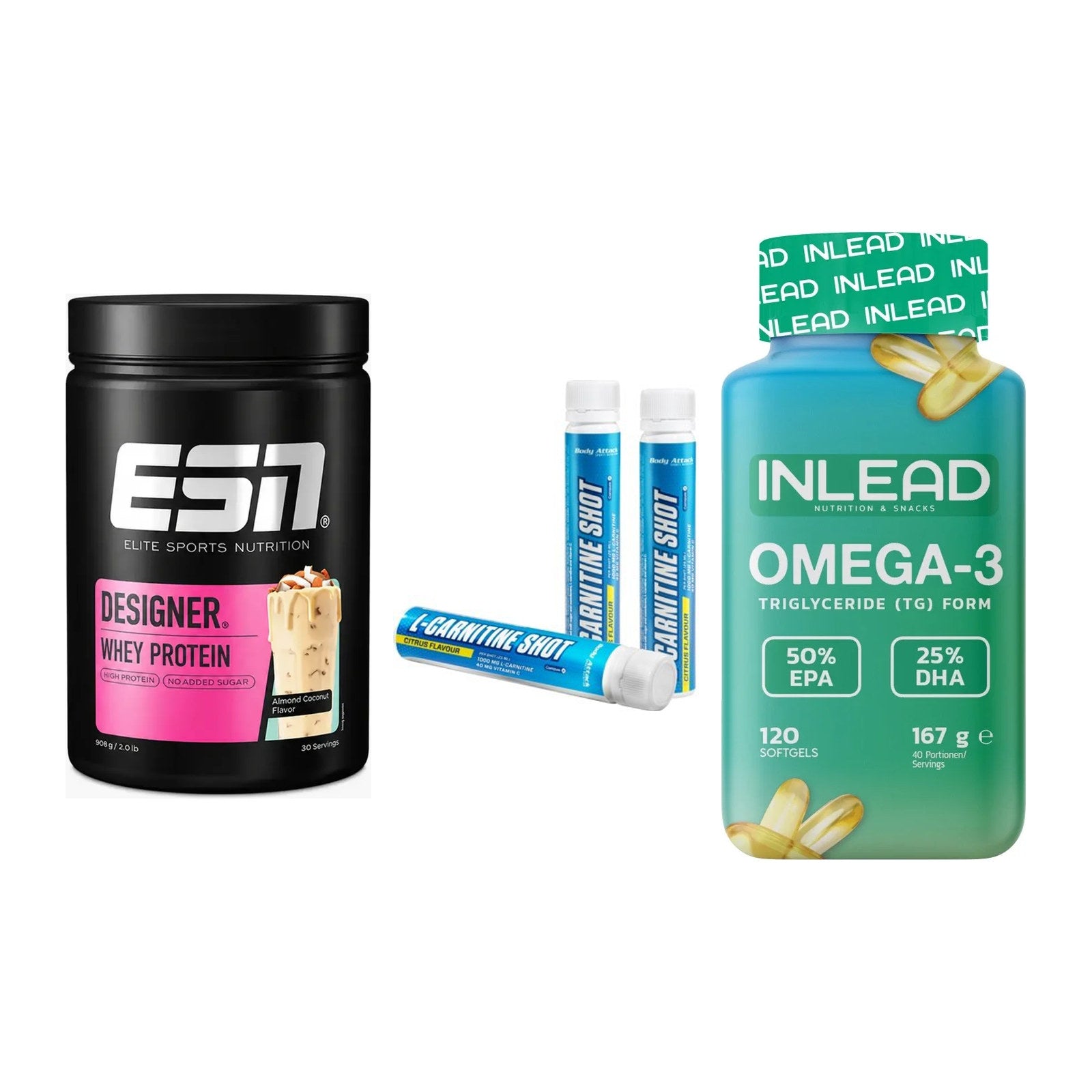 Definitionsphase-Set: ESN Designer + Body Attack + INLEAD Omega-3 – alle enthaltenen Artikel