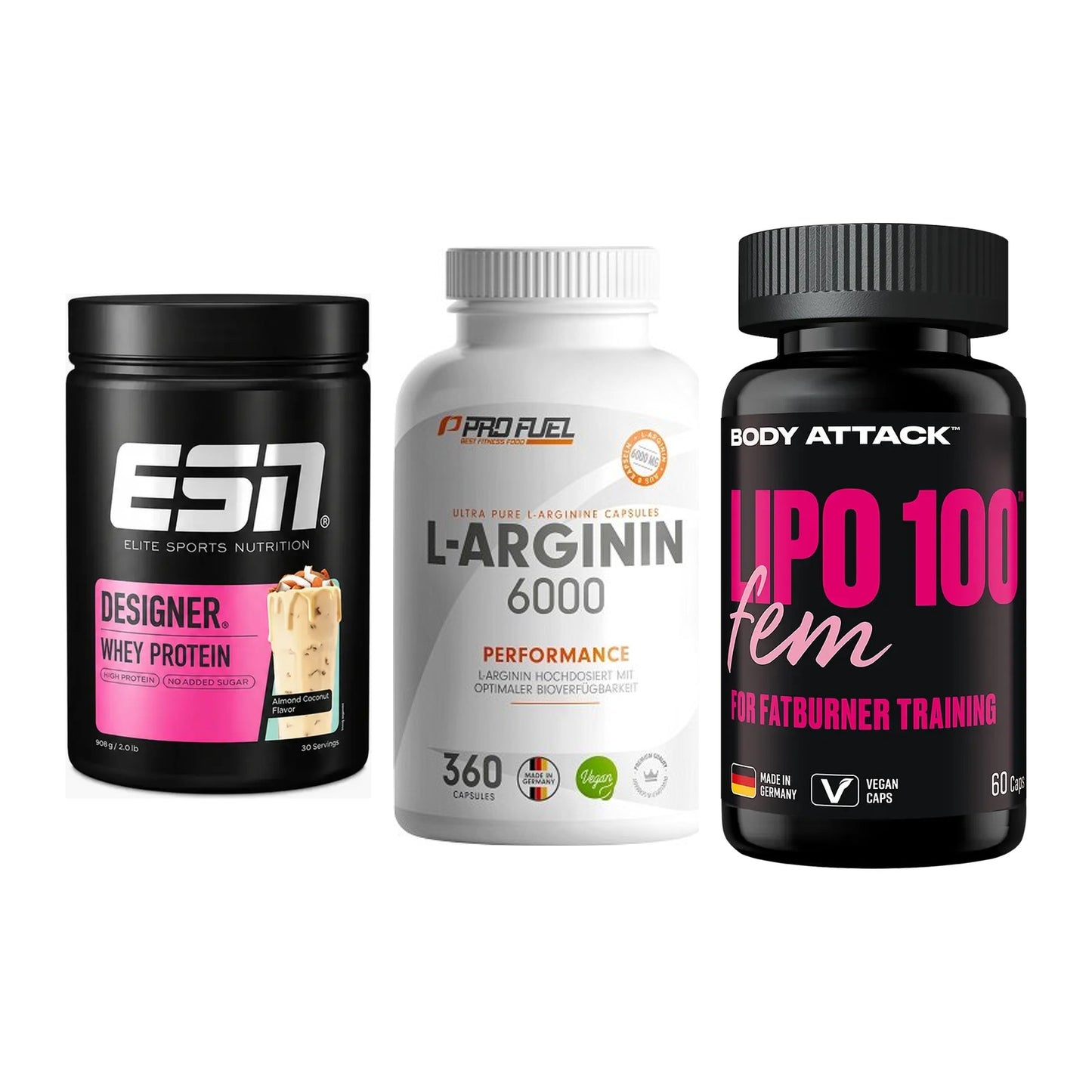 Definitionsphase-Set: ESN Designer + ProFuel L-Argi + Body Attack – alle enthaltenen Artikel