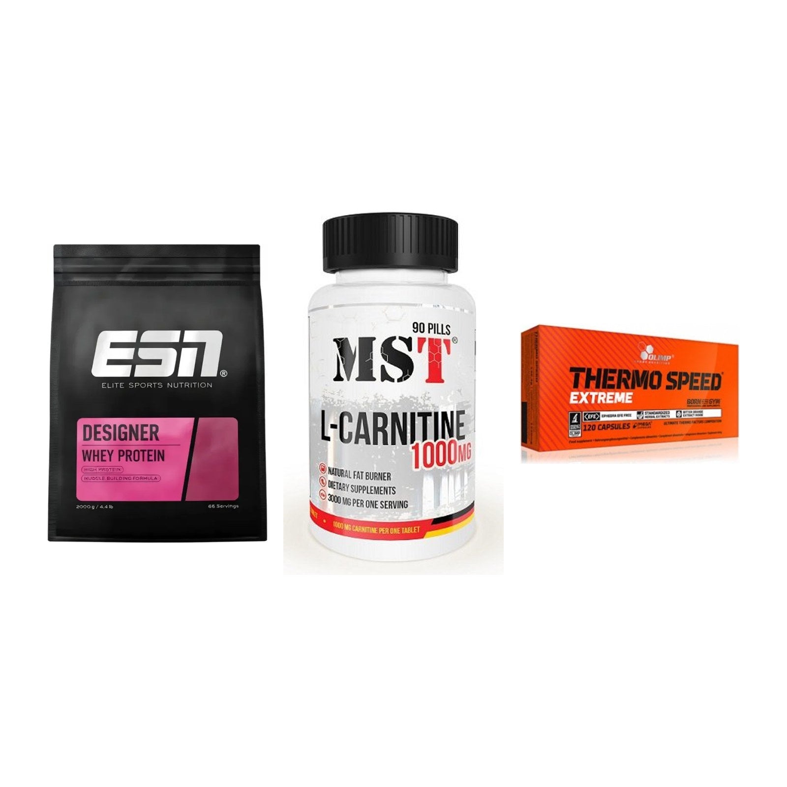 Definitionsphase-Set: ESN Designer + MST L-Carnitin + Olimp Thermo – alle enthaltenen Artikel