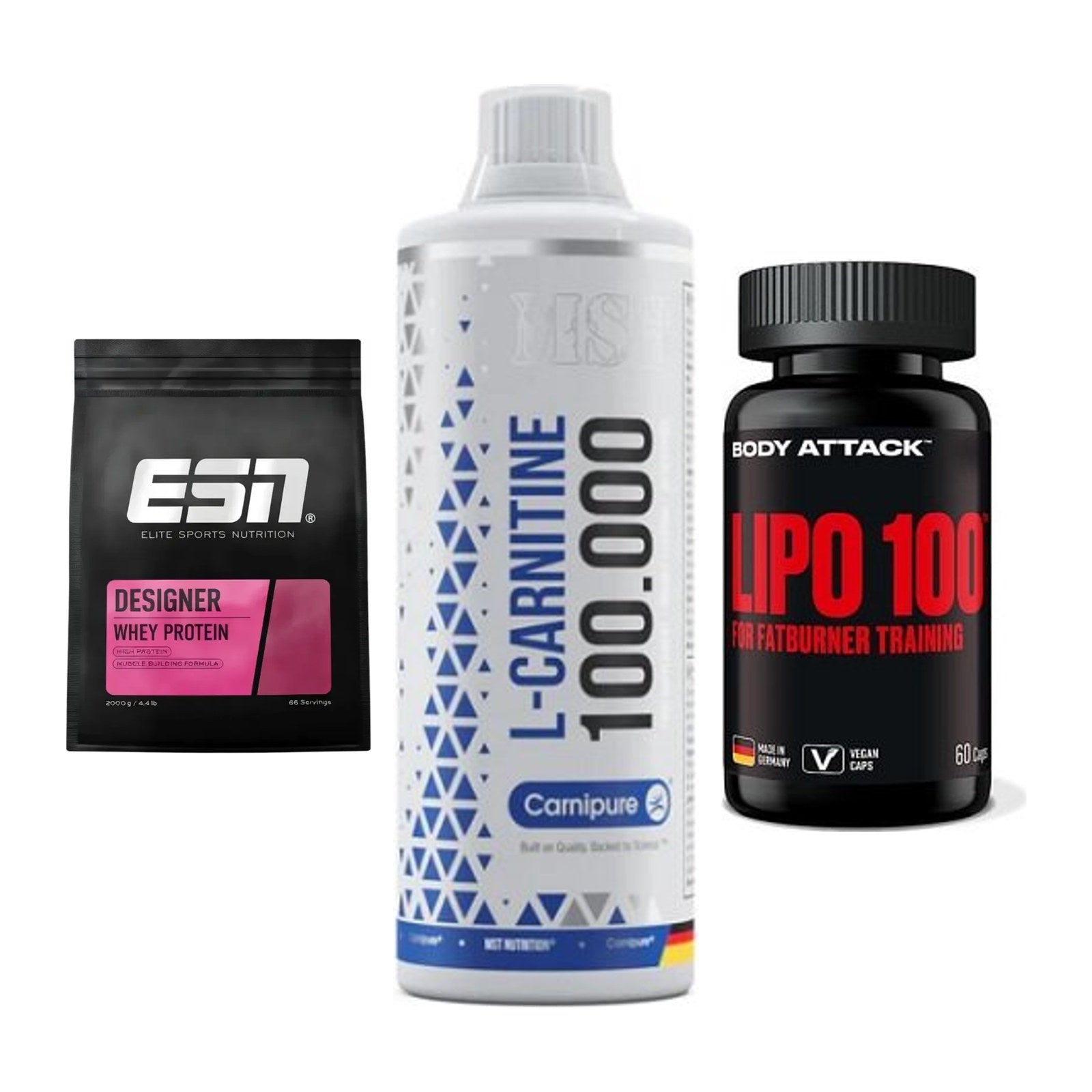Definitionsphase-Set: ESN Designer + MST L-Carnitin + Body Attack – alle enthaltenen Artikel