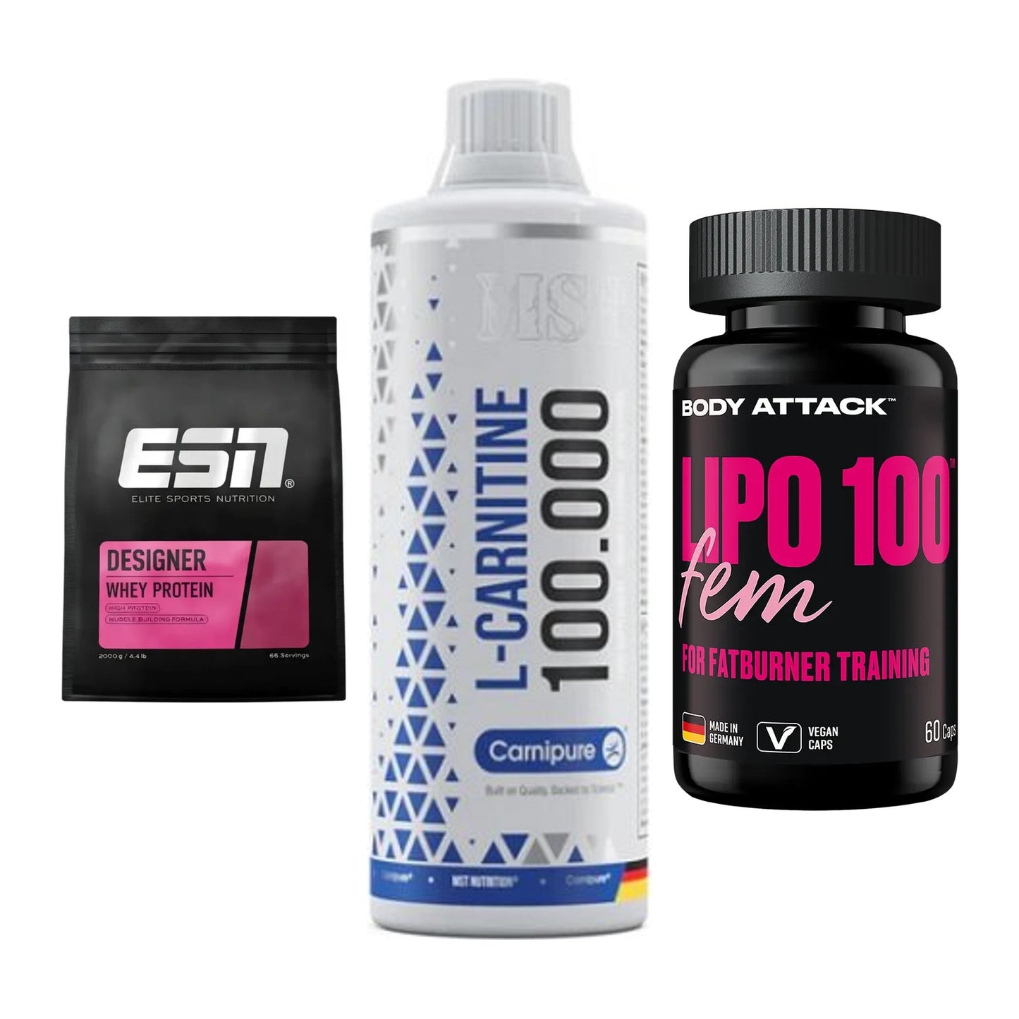 Definitionsphase-Set: ESN Designer + MST L-Carnitin + Body Attack – alle enthaltenen Artikel