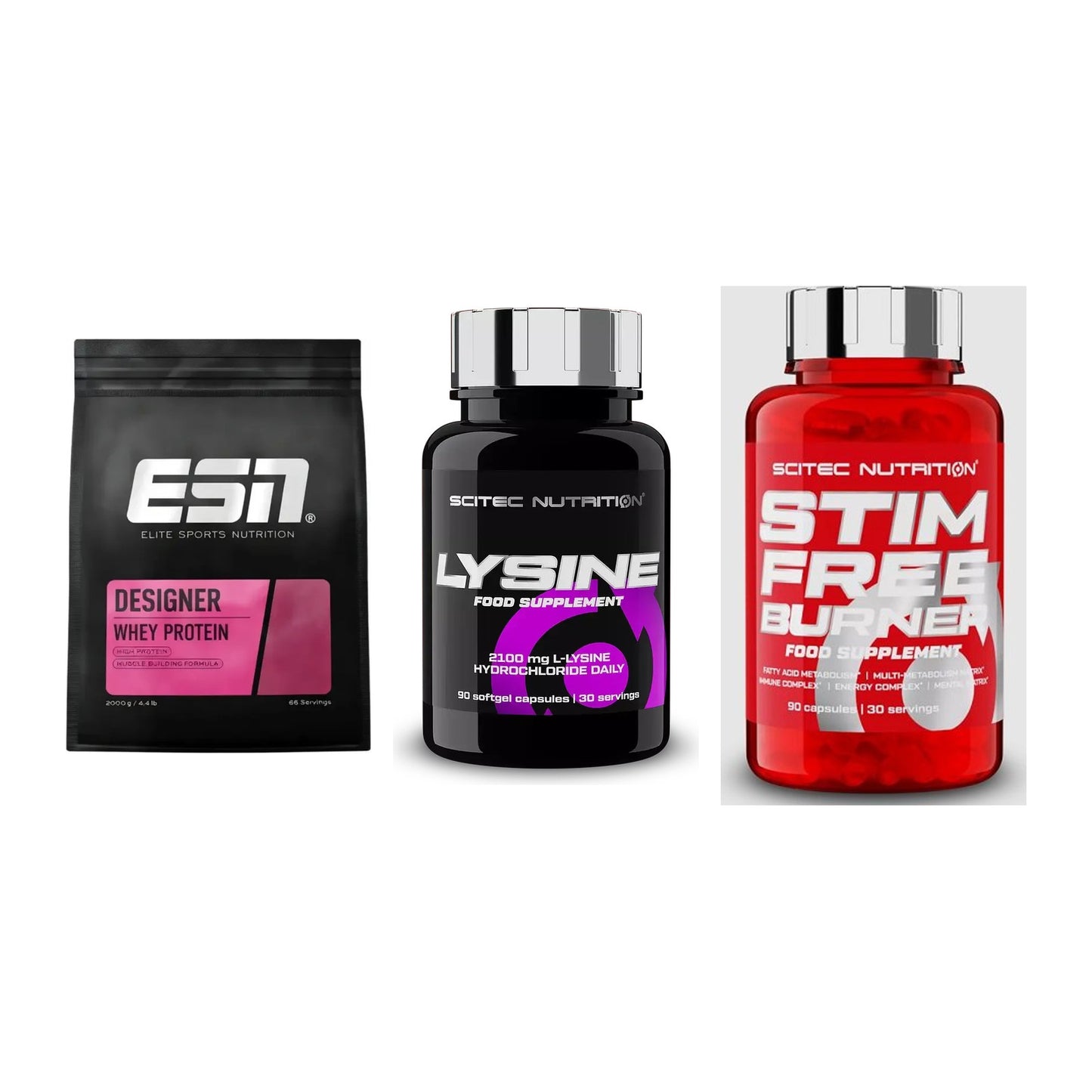 Definitionsphase-Set: ESN Designer + Scitec Lysine + Scitec Stim – alle enthaltenen Artikel