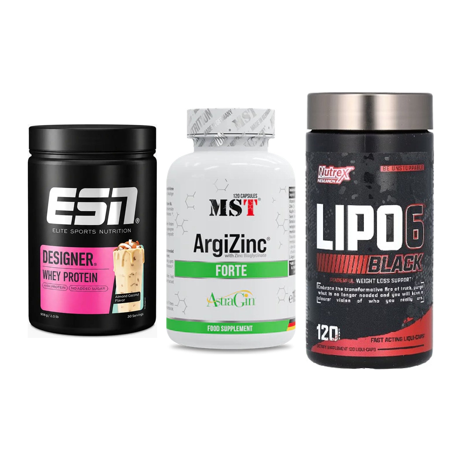 Definitionsphase-Set: ESN Designer + MST ArgiZinc + Nutrex Lipo 6 – alle enthaltenen Artikel