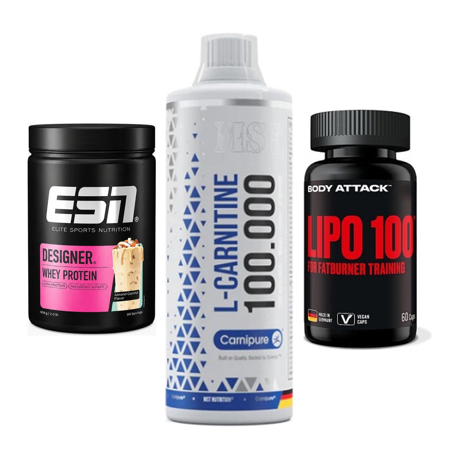 Definitionsphase-Set: ESN Designer + MST L-Carnitin + Body Attack – alle enthaltenen Artikel