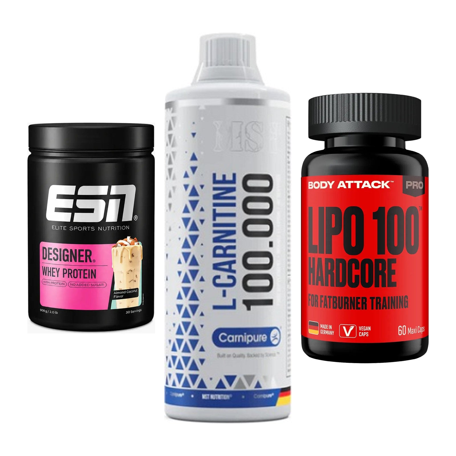 Definitionsphase-Set: ESN Designer + MST L-Carnitin + Body Attack – alle enthaltenen Artikel