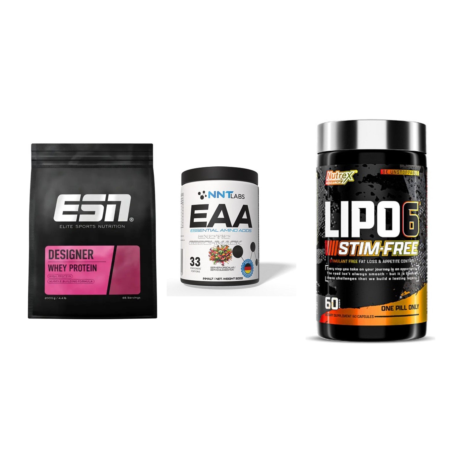 Definitionsphase-Set: ESN Designer + NNT EAA + Nutrex Lipo 6 – alle enthaltenen Artikel