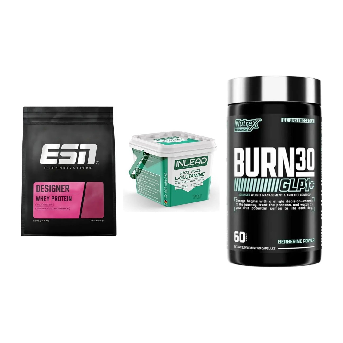 Definitionsphase-Set: ESN Designer + INLEAD L-Gluta + Nutrex Burn 30 – alle enthaltenen Artikel