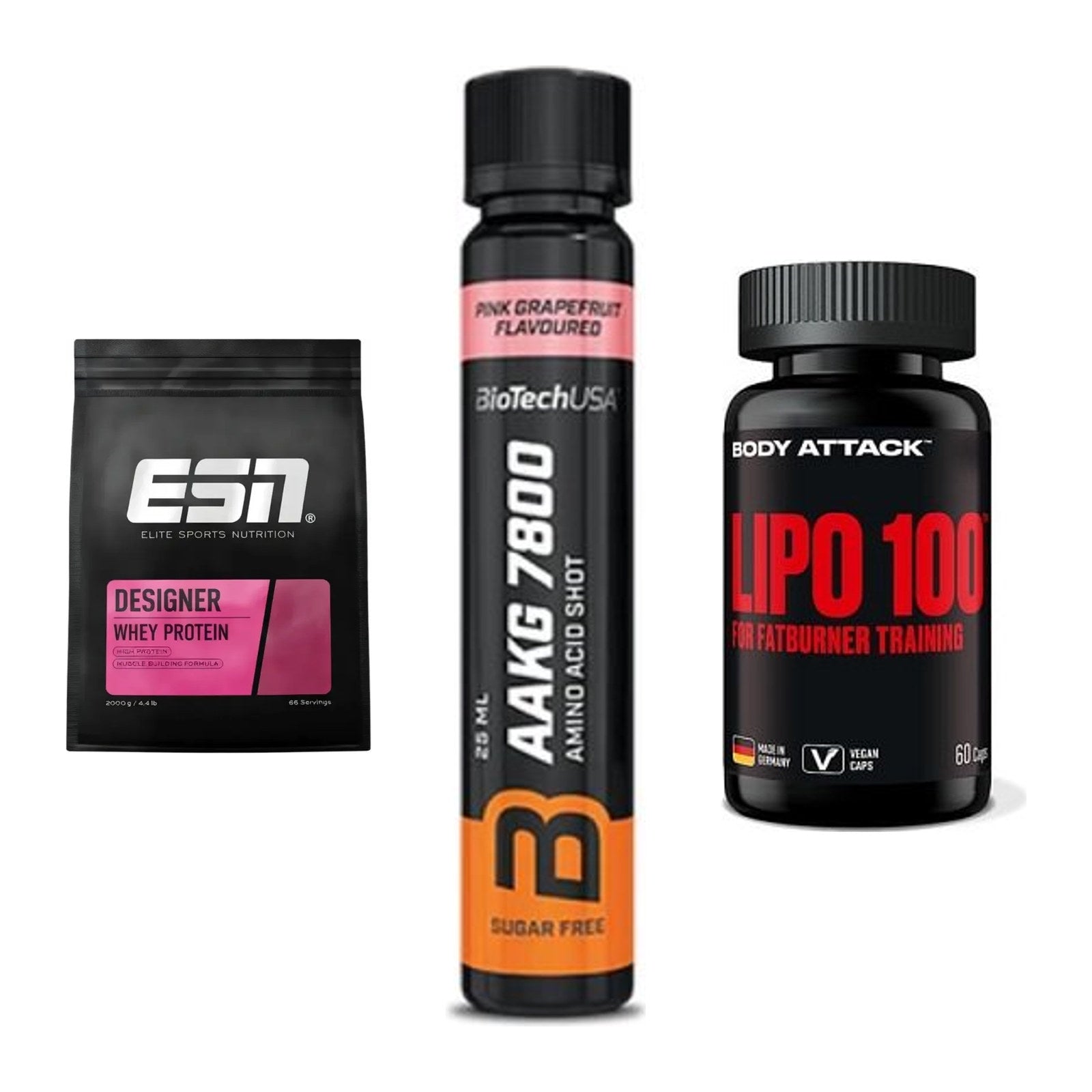 Definitionsphase-Set: ESN Designer + BioTech AAKG + Body Attack – alle enthaltenen Artikel