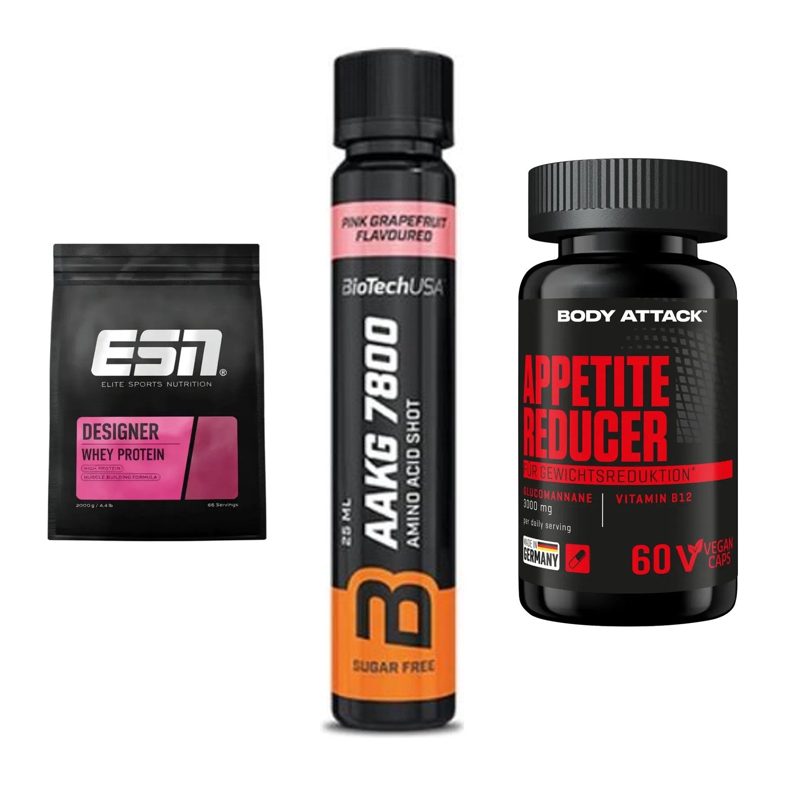 Definitionsphase-Set: ESN Designer + BioTech AAKG + Body Attack – alle enthaltenen Artikel