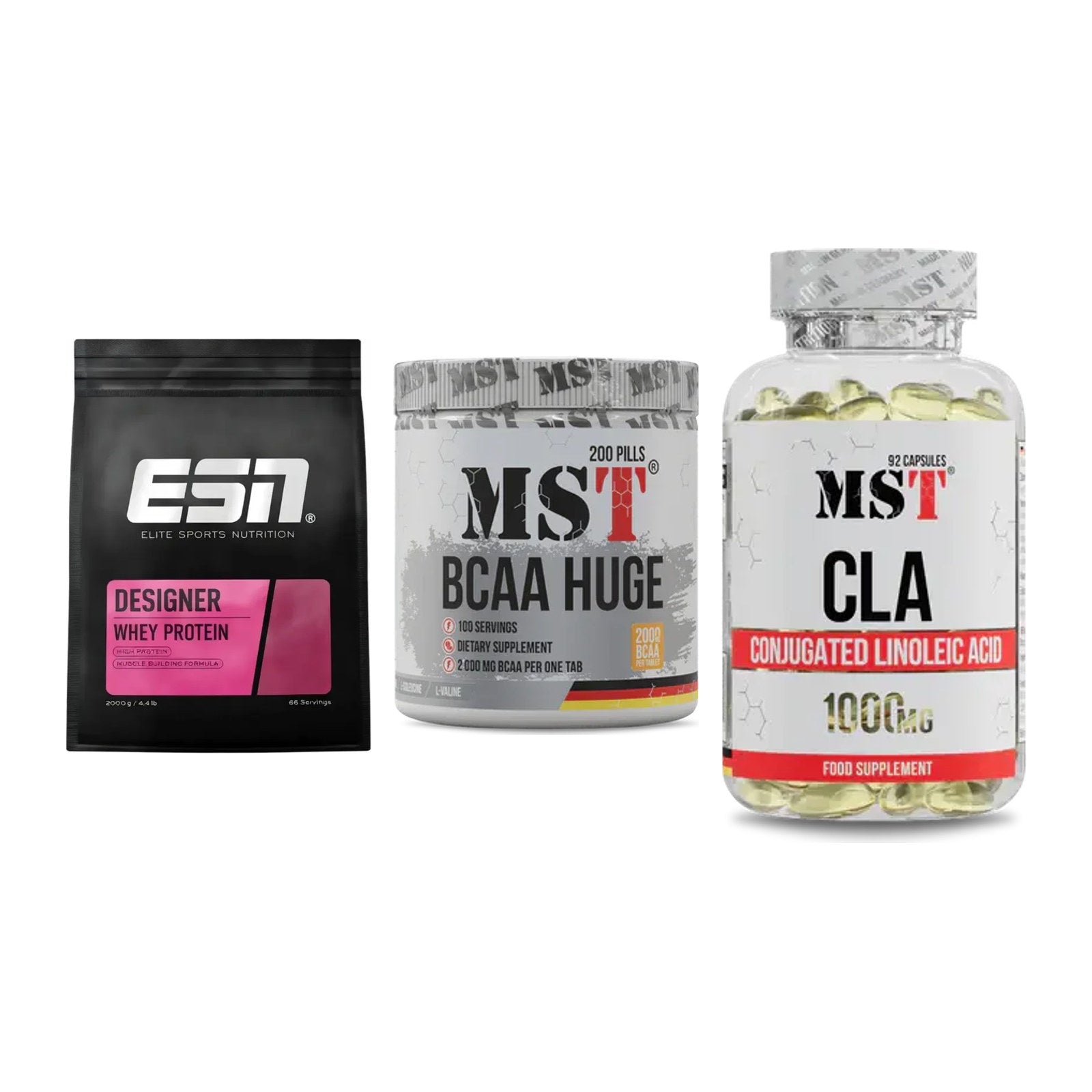 Definitionsphase-Set: ESN Designer + MST BCAA Huge + MST CLA 1000mg – alle enthaltenen Artikel