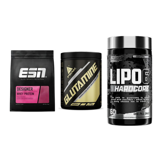 Definitionsphase-Set: ESN Designer + Peak Glutamin + Nutrex Lipo 6 – alle enthaltenen Artikel