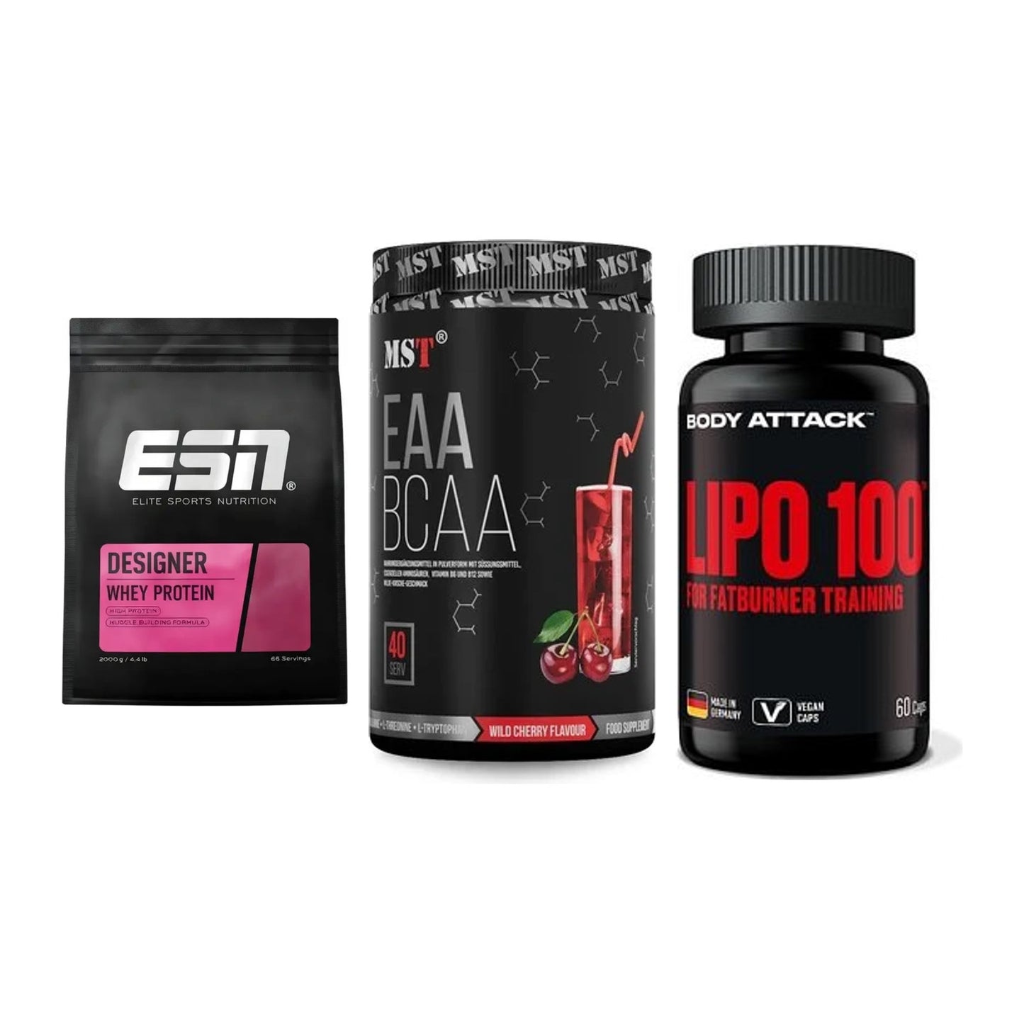 Definitionsphase-Set: ESN Designer + MST EAA & BCAA + Body Attack – alle enthaltenen Artikel