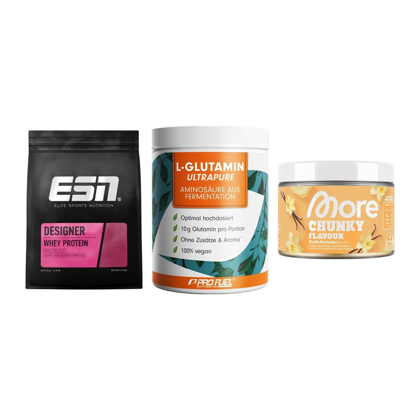 Definitionsphase-Set: ESN Designer + ProFuel Glutam + More Nutrition – alle enthaltenen Artikel