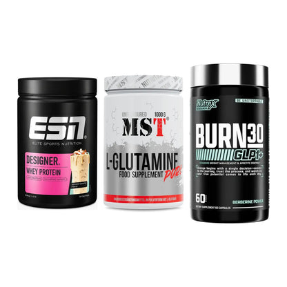 Definitionsphase-Set: ESN Designer + MST Glutamine + Nutrex Burn 30 – alle enthaltenen Artikel