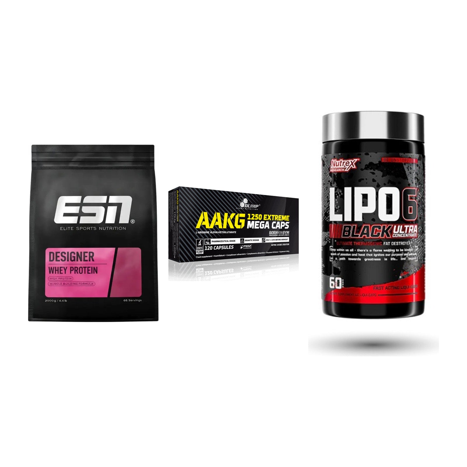 Definitionsphase-Set: ESN Designer + Olimp AAKG + Nutrex Lipo 6 – alle enthaltenen Artikel