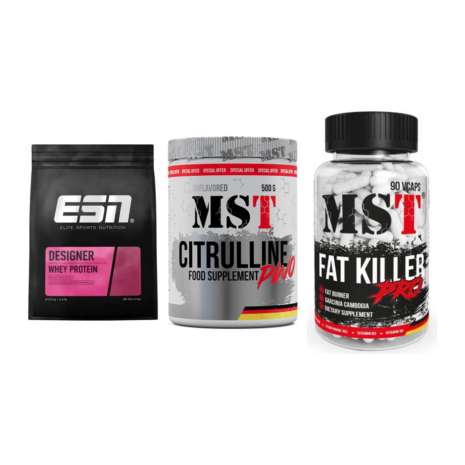Definitionsphase-Set: ESN Designer + MST Citrulline + MST Fat Killer – alle enthaltenen Artikel
