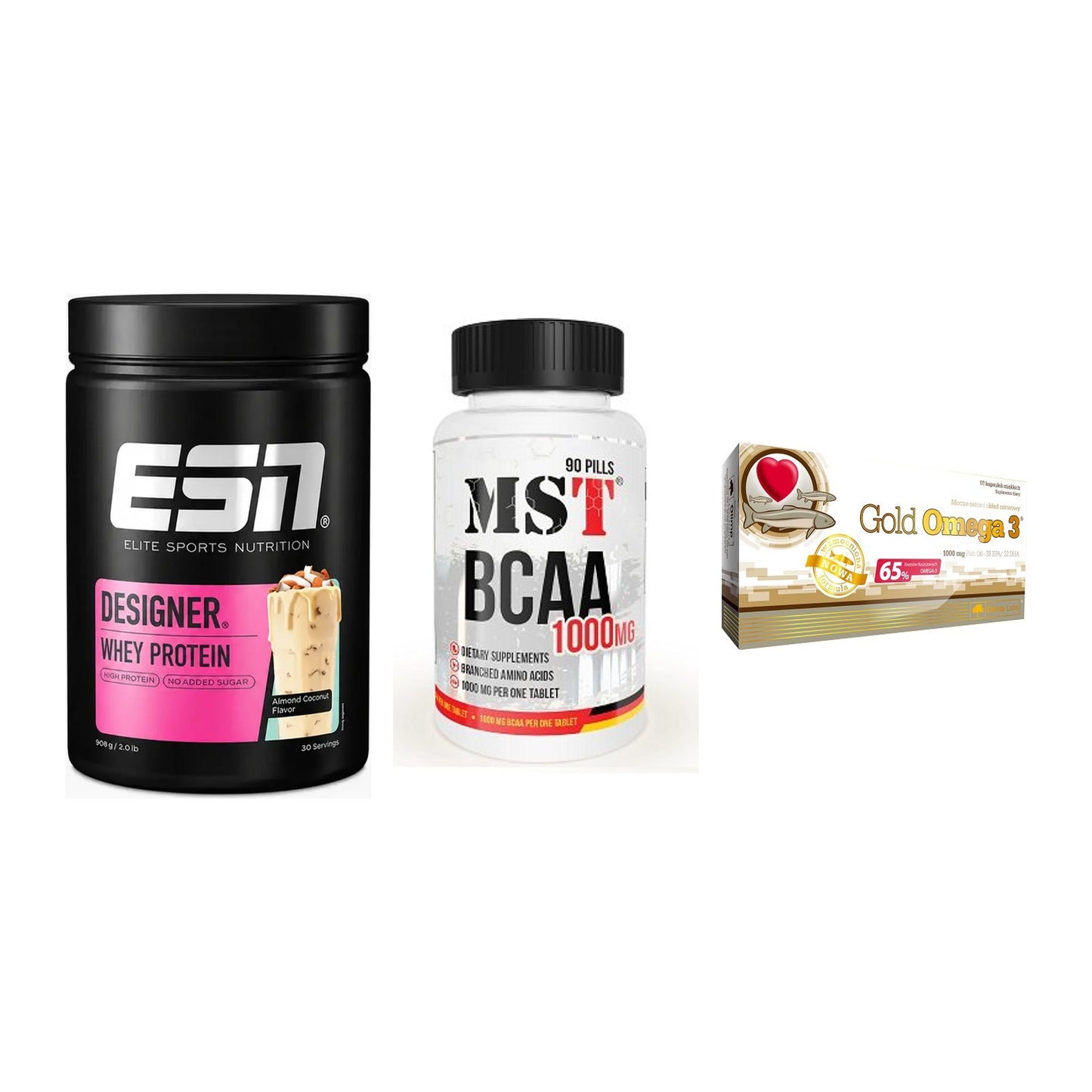 Definitionsphase-Set: ESN Designer + MST BCAA 1000 + Olimp Omega 3 – alle enthaltenen Artikel