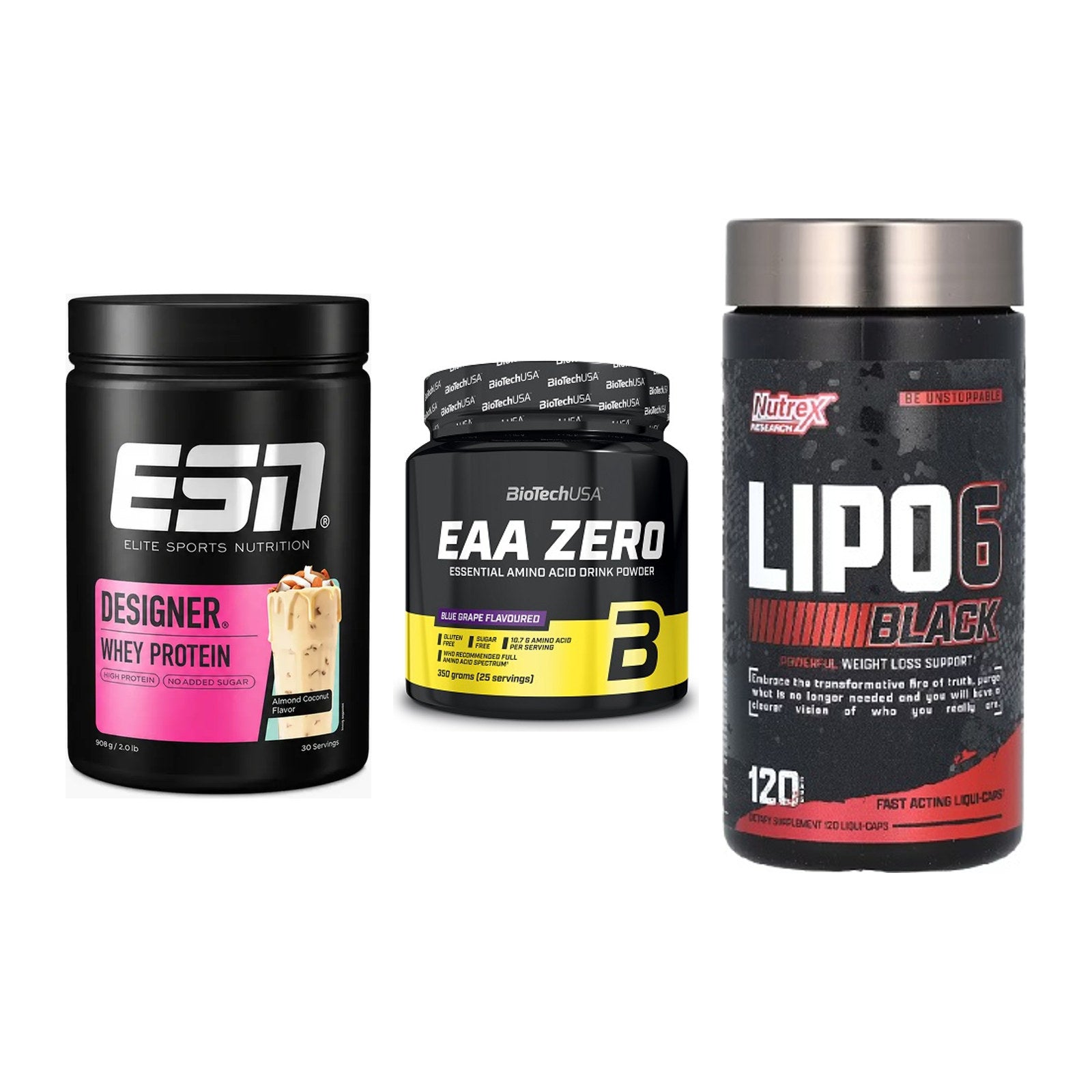 Definitionsphase-Set: ESN Designer + BioTech EAA + Nutrex Lipo 6 – alle enthaltenen Artikel