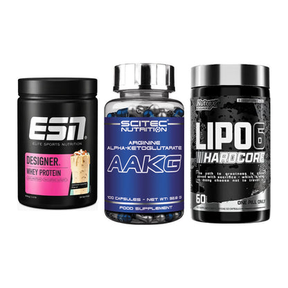 Definitionsphase-Set: ESN Designer + Scitec AAKG + Nutrex Lipo 6 – alle enthaltenen Artikel